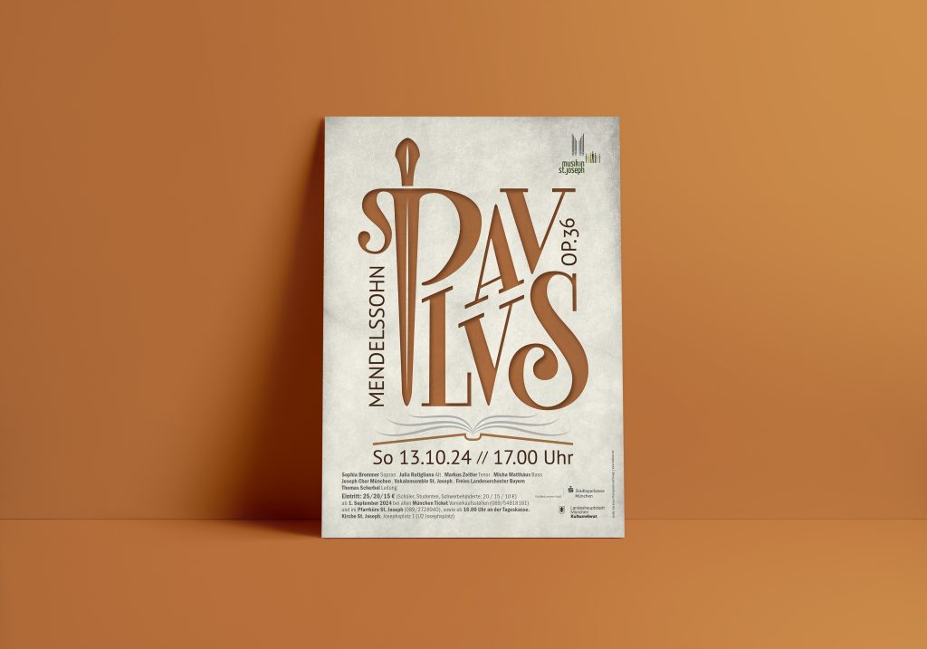 Handlettering Plakat für Paulus, Mendelssohn 2024, St. Joseph, München